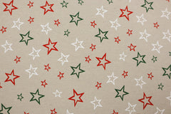 Dekostoff Weihnachtssterne grün/rot/weiß