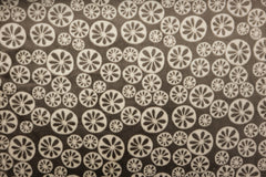 Flanell Fleece Blumen - 0004 braun