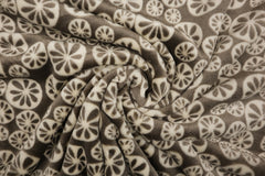 Flanell Fleece Blumen - 0004 braun