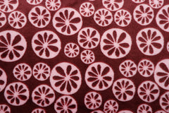 Flanell Fleece Blumen - 0002 dunkelrot