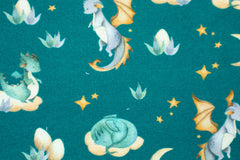 French Terry Cute Dragon - petrol