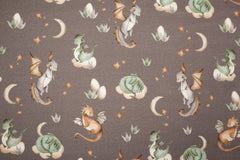 French Terry Cute Dragon - taupe