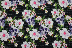 Baumwolljersey Skulls & Flowers Forest Fräulein von Julie