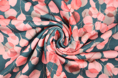 French Terry angeraut Eukalyptus SH - koralle/dunkelgrau