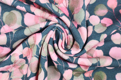 French Terry angeraut Eukalyptus SH - rosa/dunkelgrau