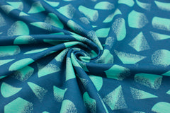 Reststück : 1,30m -French Terry Graphik Shapes jeansblau Opal