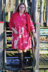 Reststück: 1,40m - Batik Viskose Leinen pink