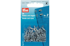 35 Haken und Augen PRYM No. 2, silber