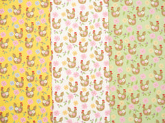 Baumwoll Webware Happy Easter Hühner