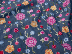 Bestickter Baumwoll Mix Denim Jasmin