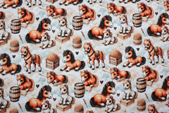 Baumwolljersey Digital Kleine Ponys
