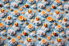 Baumwolljersey Digital Bienchen und Blümchen