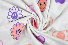 Baumwolljersey Melange Glitter Smiley