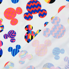 Reststück: 1,30 m Lizenz Baumwolljersey Mickey Mouse Grafik weiß