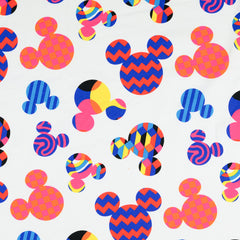 Reststück: 1,30 m Lizenz Baumwolljersey Mickey Mouse Grafik weiß