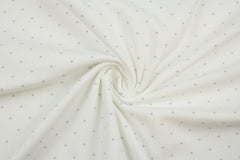 Reststück: 1,40m Baumwolle Jersey Paulas Pünktchen wollweiß grau