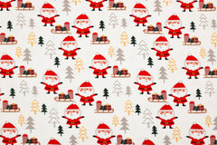 Reststück:1,50m - Baumwolljersey Santa Forest weiß rot