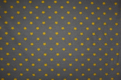 Reststück: 1,50 m Baumwolljersey Pin Stars - grau senfgelb -