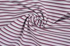 Baumwolljersey Parade Streifen - aubergine/hellgrau/weiß