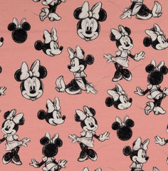 Reststück: 1,00 Lizenz Baumwolljersey Digital Minnie Mouse rosa