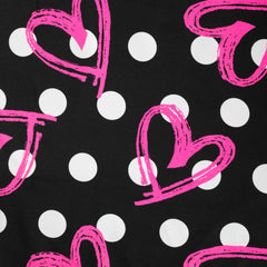 French Terry White Dots & Neon Hearts
