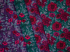 Modal French Terry Kleine Blüten Kairo - 647 pflaume