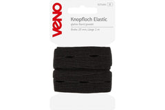 Knopfloch Elastic VENO 20 mm, 1 m, schwarz