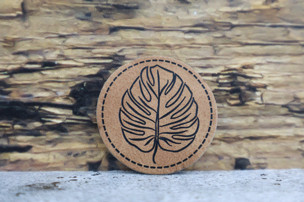Kunstleder Label/Aufnäher Monstera