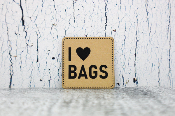 Kunstleder Label/Aufnäher I ♥ Bags - gold