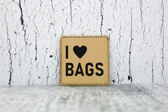 Kunstleder Label/Aufnäher I ♥ Bags - gold