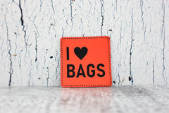 Kunstleder Label/Aufnäher I ♥ Bags - neonorange