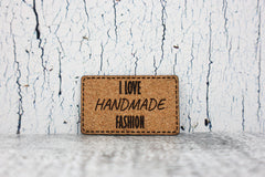 Kunstleder Label/Aufnäher Handmade Fashion - kork