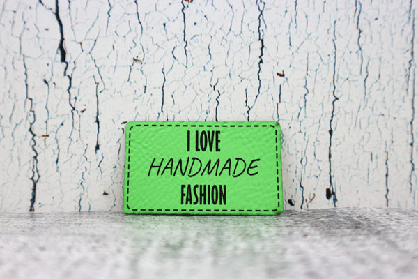 Kunstleder Label/Aufnäher Handmade Fashion - neongrün