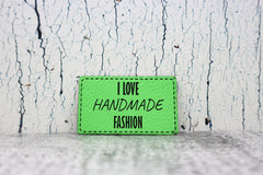 Kunstleder Label/Aufnäher Handmade Fashion - neongrün