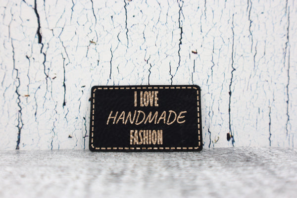 Kunstleder Label/Aufnäher Handmade Fashion - schwarz