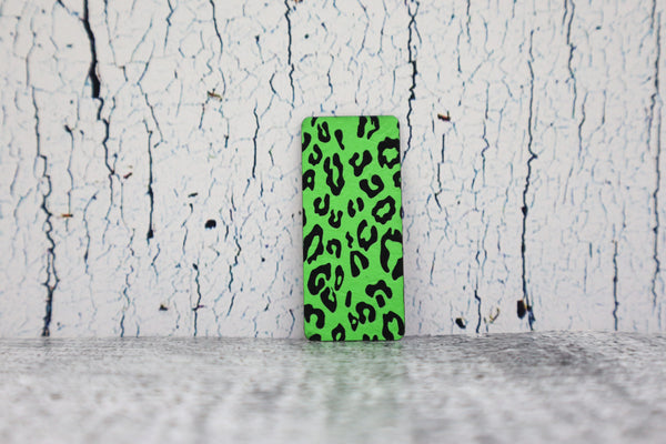 Kunstleder Label/Aufnäher Leo - neongrün