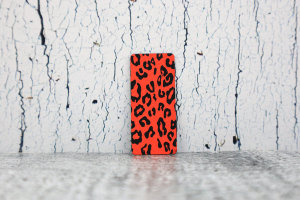 Kunstleder Label/Aufnäher Leo - neonorange