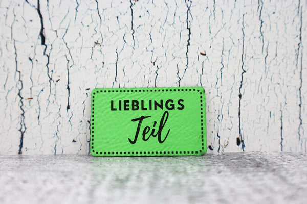 Kunstleder Label/Aufnäher Lieblingsteil - neongrün