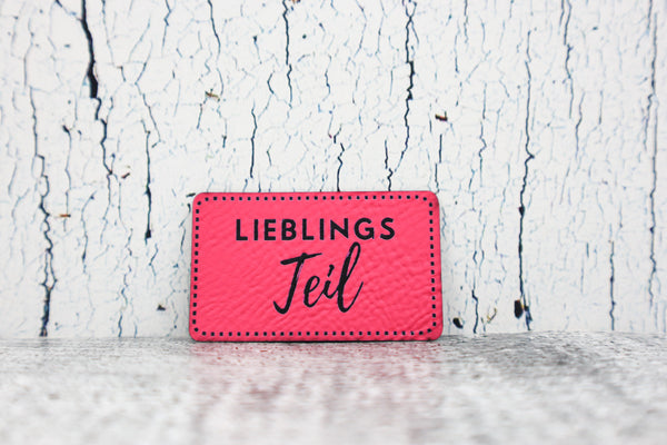 Kunstleder Label/Aufnäher Lieblingsteil - neonpink