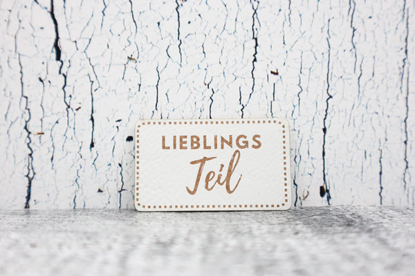 Kunstleder Label/Aufnäher Lieblingsteil - weiß