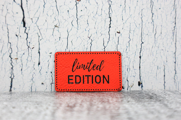 Kunstleder Label/Aufnäher Limited Edition - neonorange