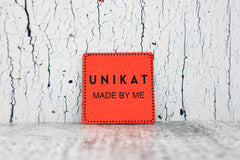Kunstleder Label/Aufnäher Unikat - neonorange