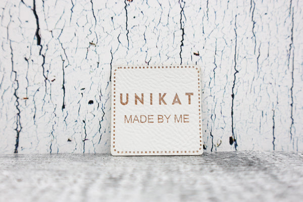 Kunstleder Label/Aufnäher Unikat - weiß