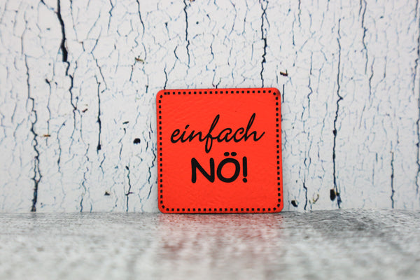 Kunstleder Label/Aufnäher Einfach NÖ - neonorange