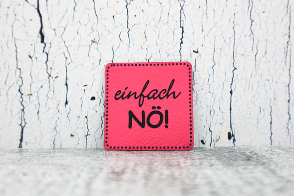 Kunstleder Label/Aufnäher Einfach NÖ - neonpink