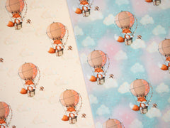 French Terry Little Fox & Friends - 842 rosa/blau