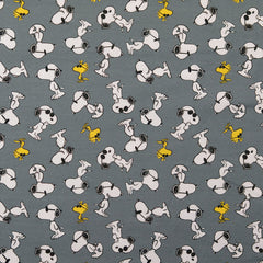 Lizenz Baumwolljersey Digital Peanuts - grau