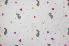 Double Gauze Musselin Cute Rabbit