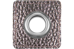 1 Ösen Patch für Kordeln Lederimitat silbergrau metall