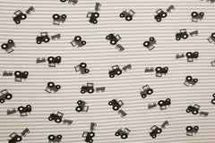 Reststück: 1,00m - French Terry angeraut streifen Trecker beige